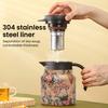 Thermal Coffee Carafe Insulated Tea Pot with Built-in Filter V-Shaped Spout Retro
