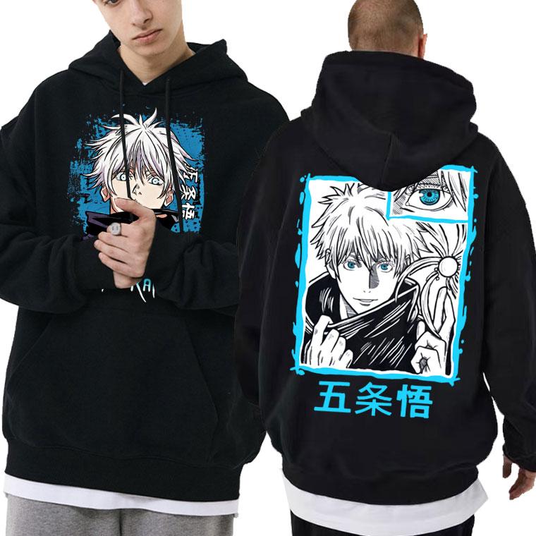 Аниме Магическая битва Сатору Годжо Толстовка с двусторонним принтом Унисекс Оверсайз Унисексга Толстовки Унисекс Женская Повседневная Толстовка