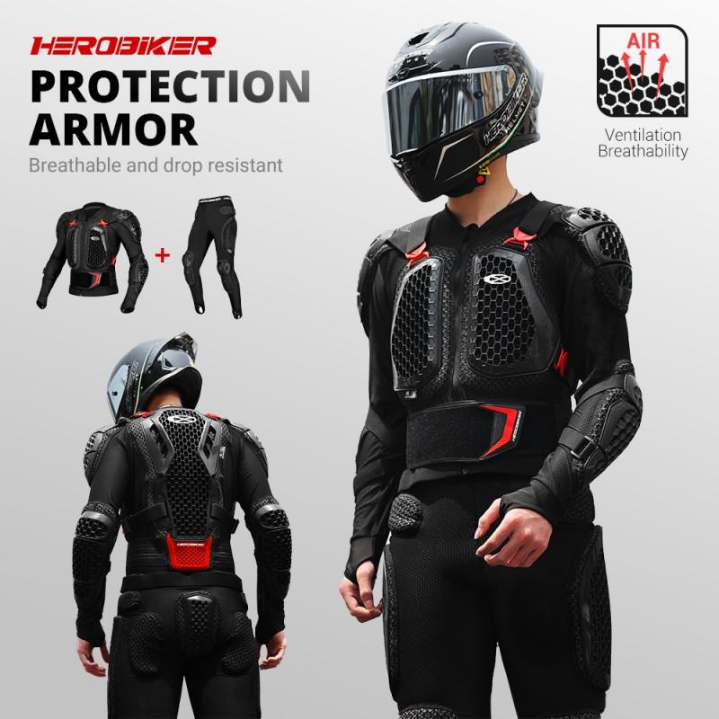 Motorcycle Armor Jacket Pants Set Adult Riders Shoulder Elbow Knee Waist Protection Gear