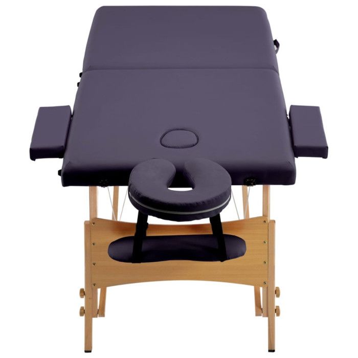 2-zone Foldable Massage Table Wood Purple