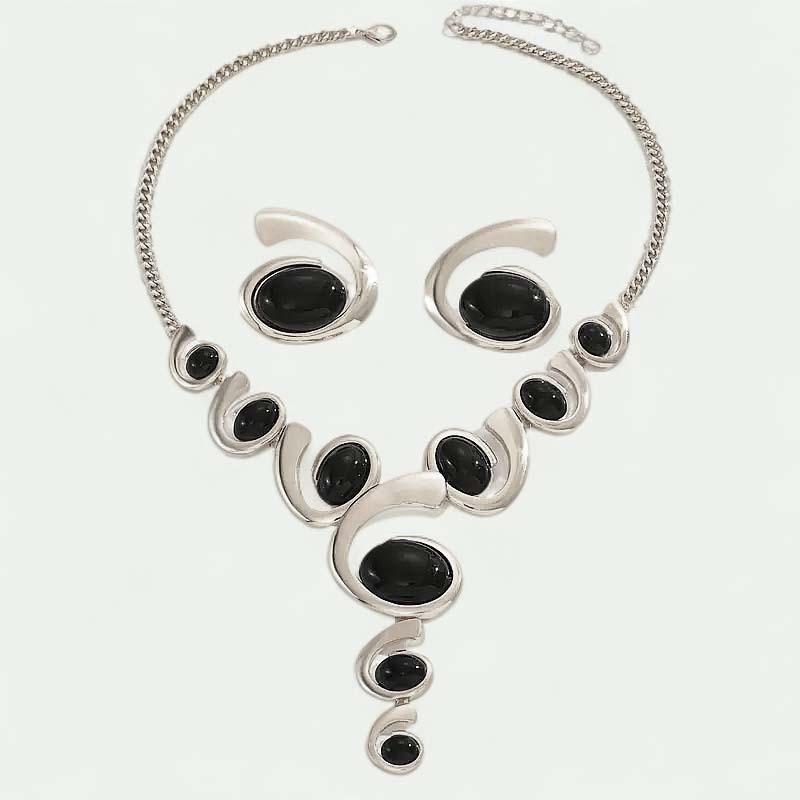 1 комплект овального ожерелья-цепочки в форме улитки и серег, ретро изысканный и преувеличенный европейский и американский стиль