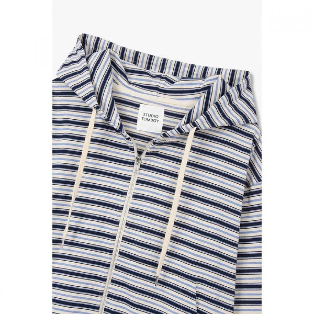 Studio Tomboy Stripe Zip Up Hoodie  9176213986ct 