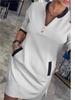 2024 Повседневное платье с V-образным вырезом, молнией и рукавами семь восьмых