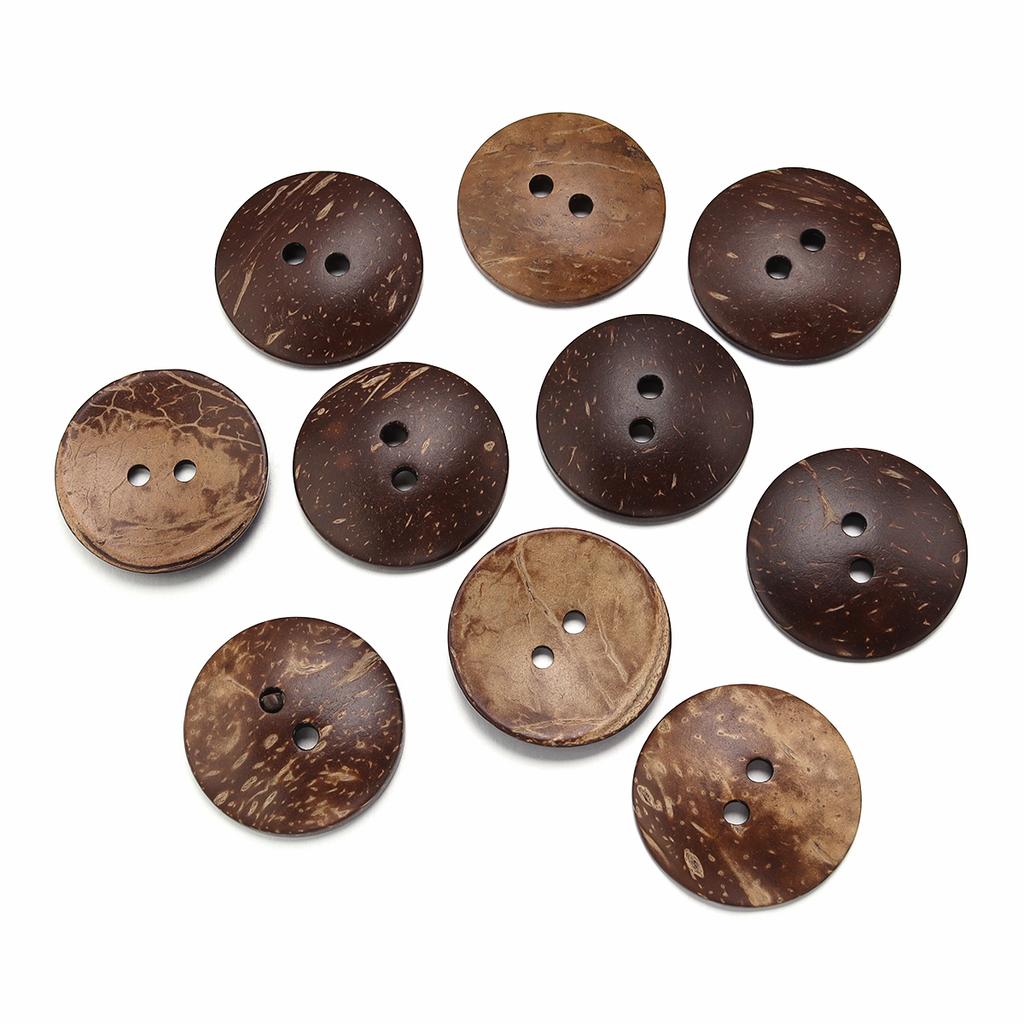 10-100pcs/lot Natural Coconut Shell Buttons 2-Holes Round Wooden Button For Handmade Home Decoration DIY Garment Sewing Material