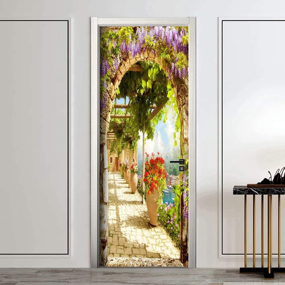 Наклейка на дверь, настенная бумага, 3D обои, сделай сам, постер, художественные фрески, домашний декор, наклейки с цитатой, украшение, самоклеящиеся съемные садовые