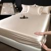 3 шт. Высококачественный набор постельного белья из 100% шелка-тусса (mulberry silk) с наволочками. Роскошный однотонный шелковый простыня на резинке. Мягкое, гладкое сатиновое постельное белье.