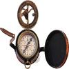 Латунный компас с солнечными часами Красивый подарок в кожаном футляре - Солнечные часы - Аксессуар в стиле стимпанк - Морской подарок - Свадебные подарки для него - Часы с солнечными часами