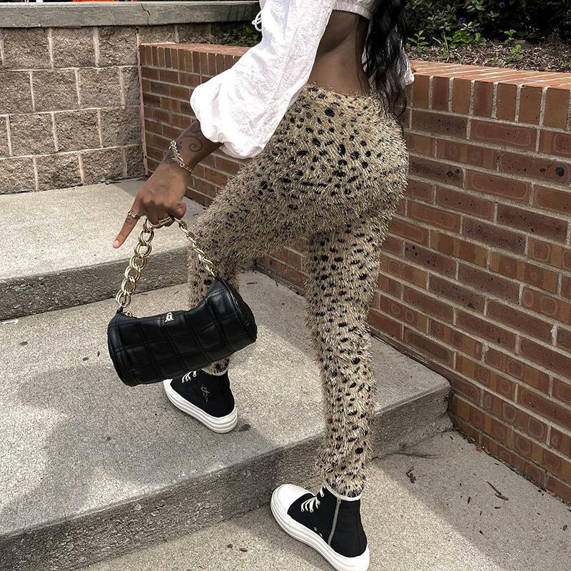 Vintage Leopard Loose Pants New Streetwear Women Autumn/Winter High Waist Casual Trousers