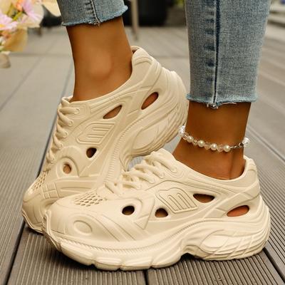 Мода 2025 Мода EVA Женские вулканизированные туфли Уличная платформа Полые Шнуровка Женские кроссовки Легкие Удобные Универсальные Повседневные туфли