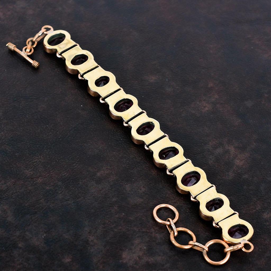 Граненый браслет из рубеллита медный браслет браслет с регулируемой цепочкой браслет из драгоценных камней ручной работы украшения из рубеллита и меди подарки на годовщину