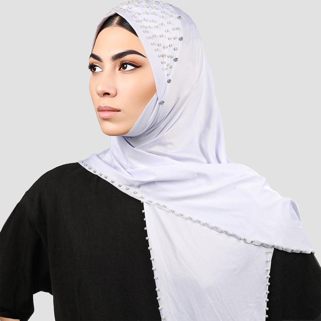 Женский платок на голову, шляпа, платок с бусинами, повязка на голову, платок из молочного шелка высокой эластичности