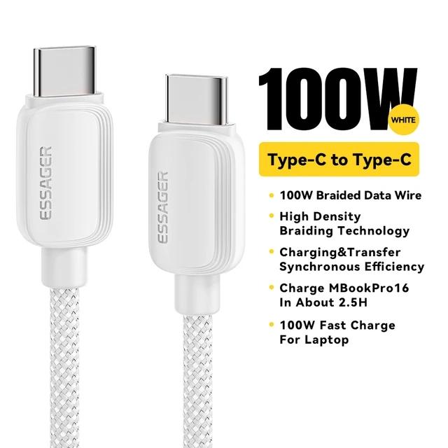 Essager 100 Вт PD USB C Type C кабель для быстрой зарядки зарядный кабель USB-C 5A TypeC кабель для Huawei Macbook Samsung Xiaomi POCO
