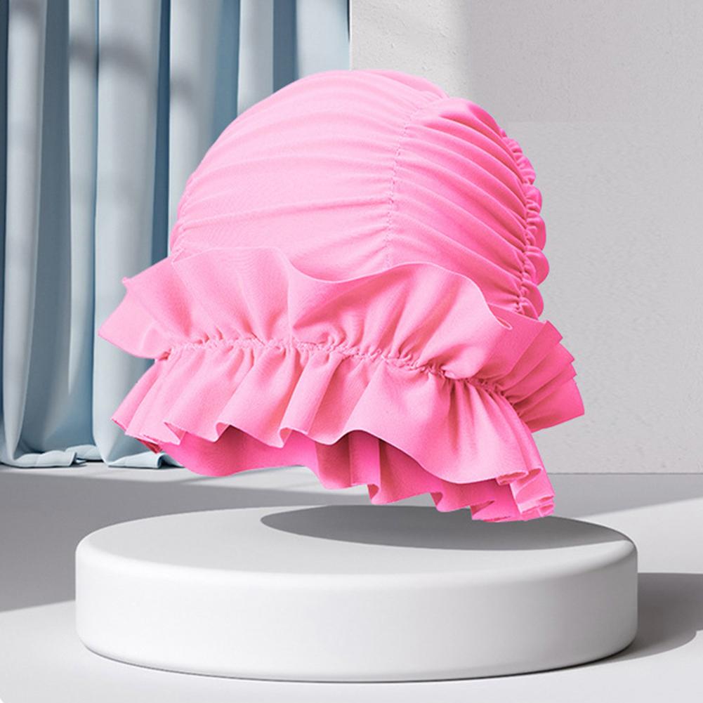 Женская плиссированная шапочка для плавания, эластичная купальная шапочка, переносная шапочка для бассейна для длинных коротких волос