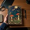 Mushroom Leather Journal Handmade Grimoire with Deckle Edge Paper Sketchbook Personalized Gift Book of Shadows Journal for Gifts