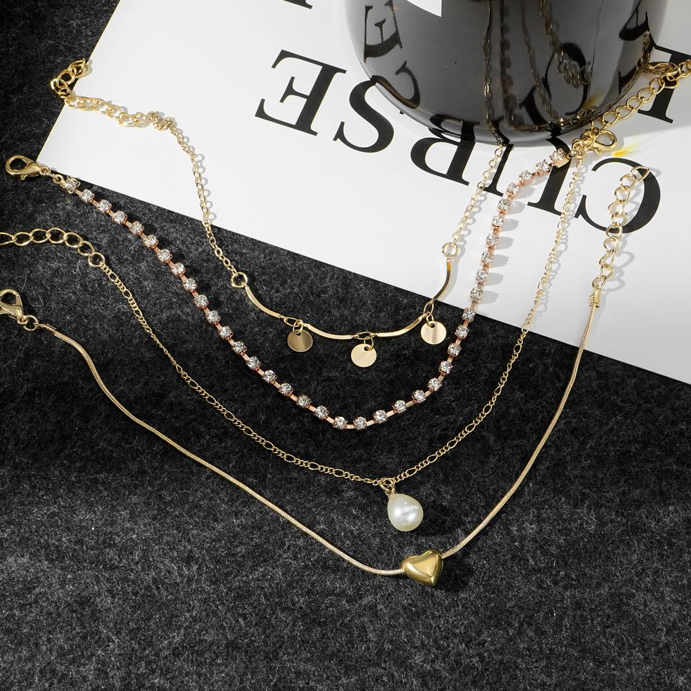 Набор из 4 предметов модных аксессуаров, летние пляжные босоножки, сандалии для женщин, браслет на щиколотке