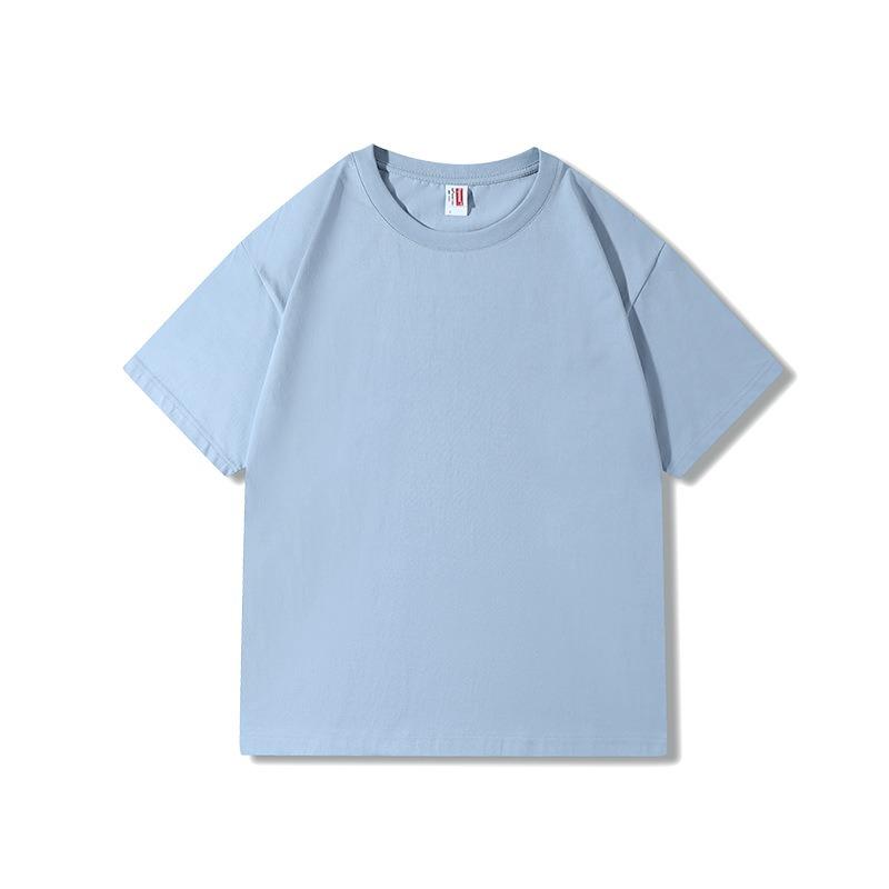 Мужская футболка из гребенного хлопка плотностью 210 г, плотный переплетенный чистый хлопок, однотонный, с круглым вырезом, с короткими рукавами, свободные модные футболки для мужчин
