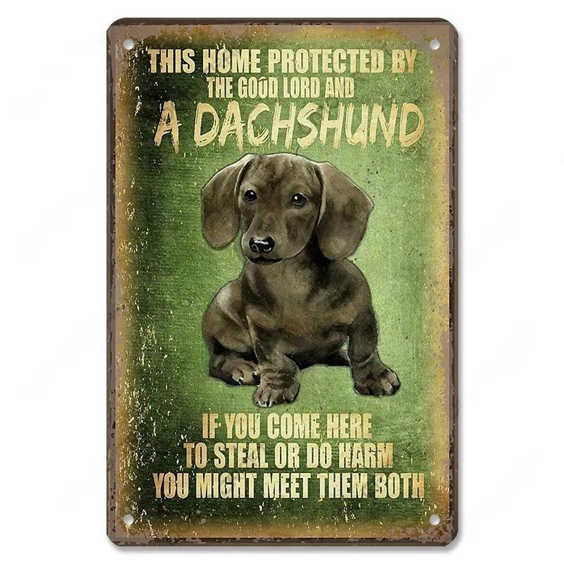 Винтажный милый постер с изображением домашних собак, металлические жестяные знаки, такса, бульдог, металлическая табличка для сада, кофейни, кухни, домашнего декора на стену