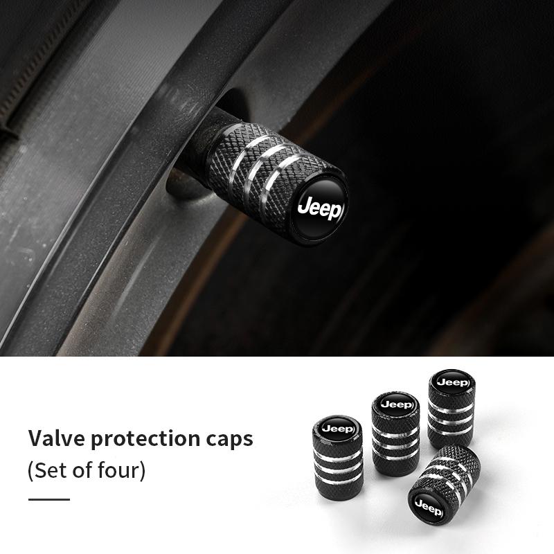 Car Dustproof Caps Tire Wheel Stem Air Valve Caps For Jeep Cherokee Compass Patriot Renegade Wrangler Liberty Trailhawk Rubicon MWGHF1