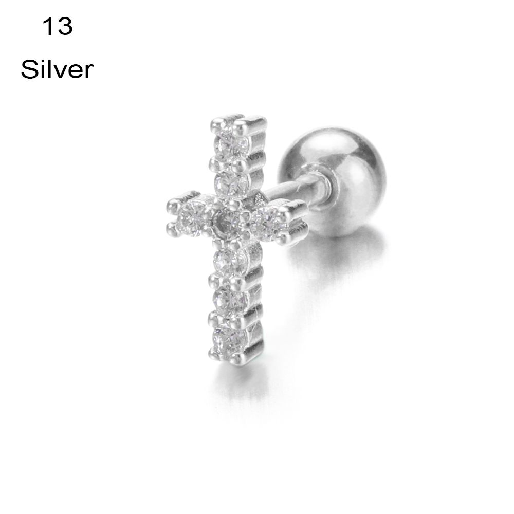 Серьги-гвоздики Helix Tragus Star Moon Heart CZ Пирсинг ушей Серебряные золотые украшения для тела