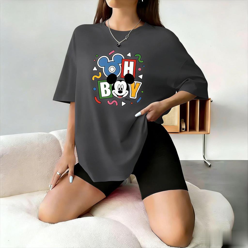 Mickey Mouse Oh Boy Graphic T Shirt Women Man Casual Summer Cotton Tops Vintage Disney Print Cartoon Streetwear Tee 2026 Trendy