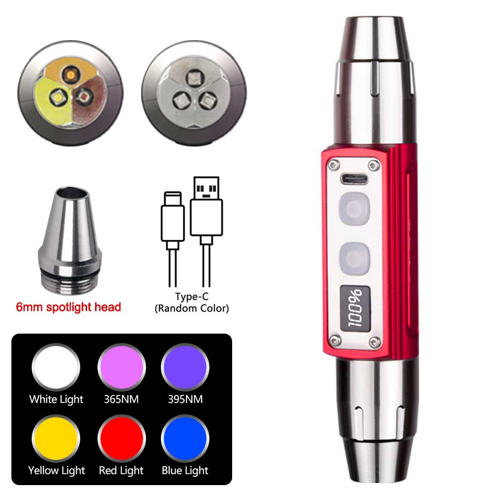 4-в-1 Белый Желтый УФ 365 нм/395 нм светодиодный ЖК-фонарик USB зарядка ювелирные изделия нефритовый камень маркер для пятен от домашних животных руда деньги скорпион свет