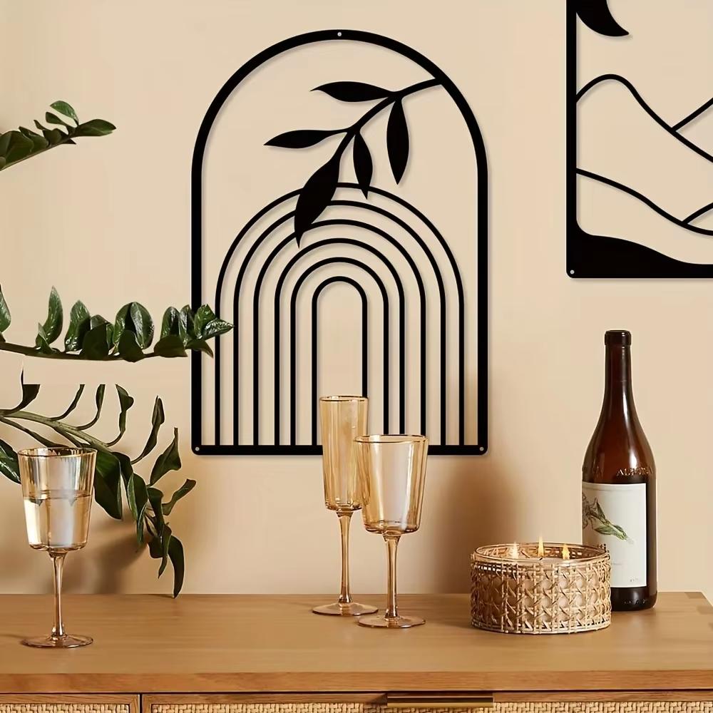 Потрясающая большая настенная живопись из черного металла! Для спальни, ванной комнаты и гостиной. Дизайн в стиле бохо. Настенное искусство.