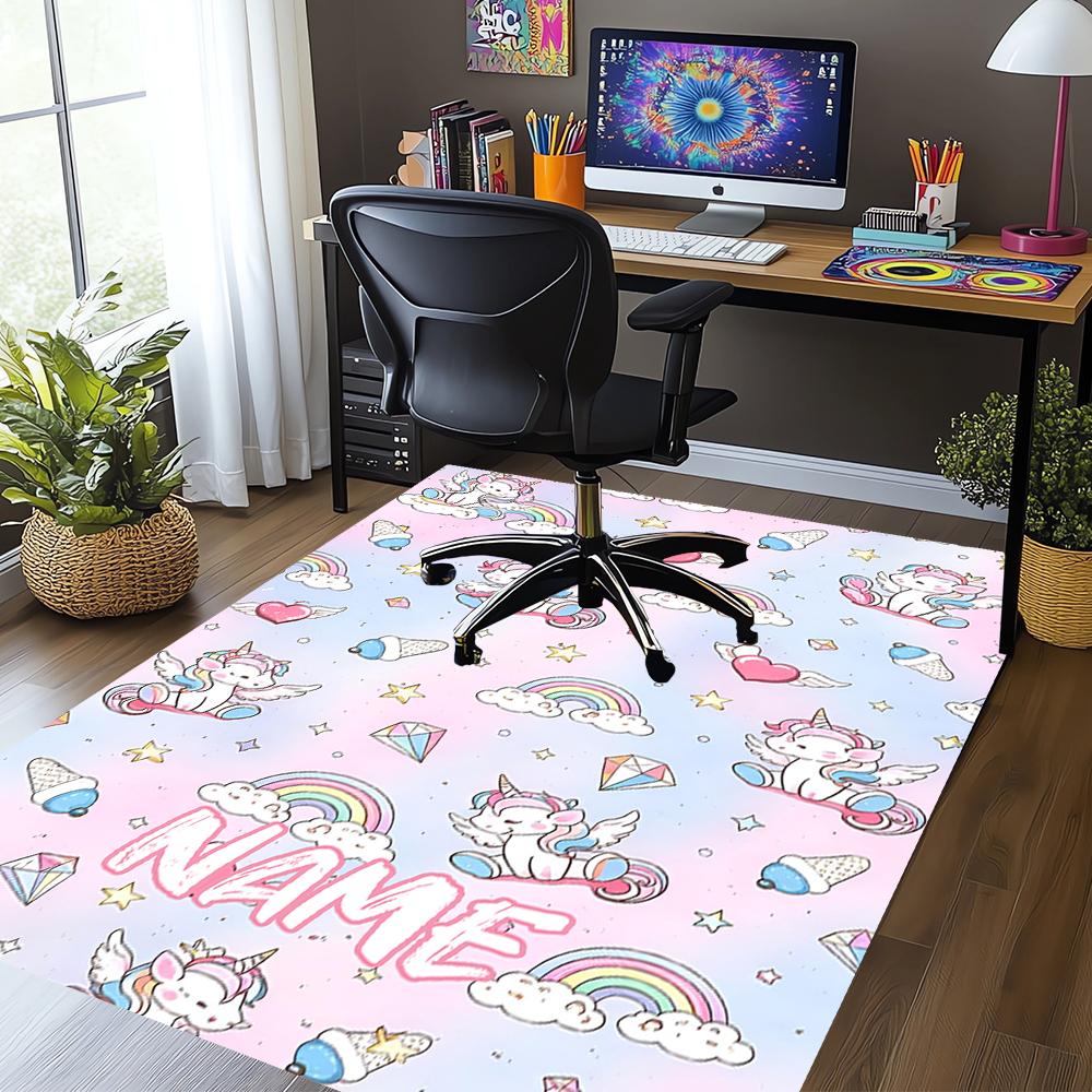 Custom Name Unicorn Printed Carpet,Rug for Office Chair Living Room Bedroom Kitchen Room Decor Gifts.