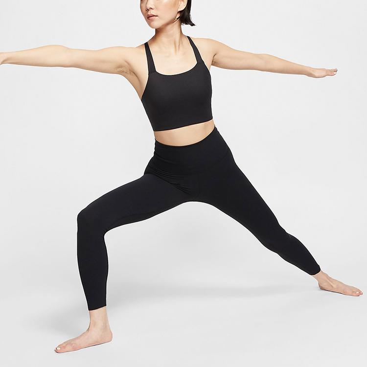 Nike Спортивный бюстгальтер Swoosh Luxe Solid со средней поддержкой, женский спортивный бюстгальтер, черный цвет CJ0545-010