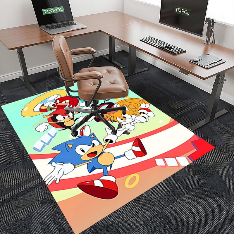 1pc Sonic the Hedgehog Tails Knuckles Echidna Chair Mat, Office Desk Pad - Non-Slip Carpet for Home Decor, Gaming Room, Living Room, Bedroom - Suitabl