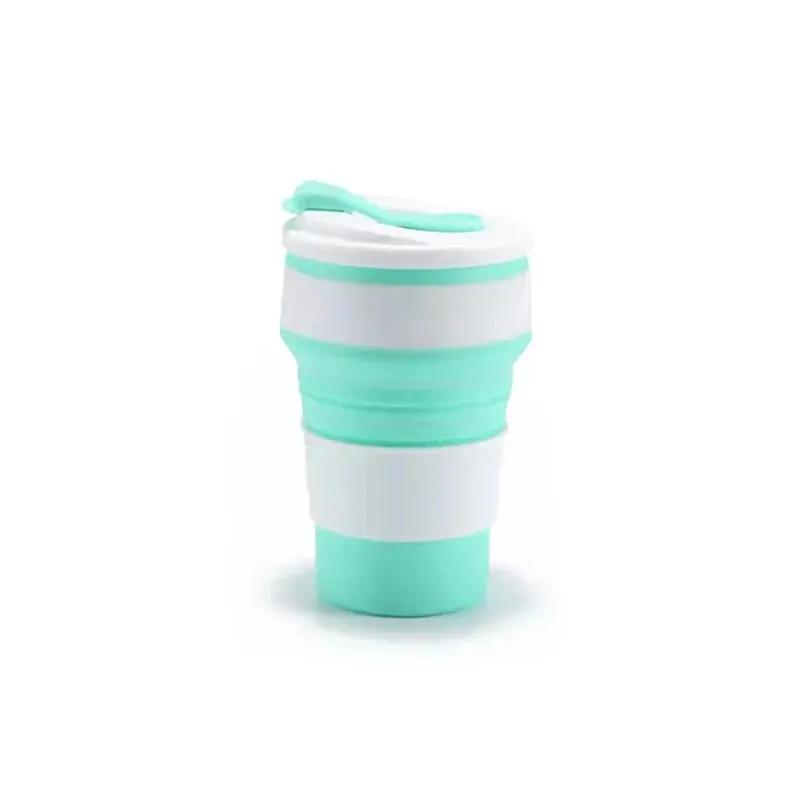Reusable Silicone Collapsible Mug with Lid for Camping 350ml Portable Travel Folding Coffee Mug Collapsible Cup  Silicone Cup