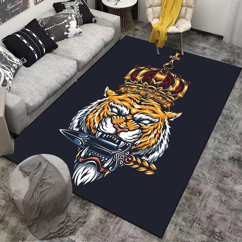 King Tiger Crown Design Designed floor mat, suitable as a non-slip mat for the living room or bedroom sofa