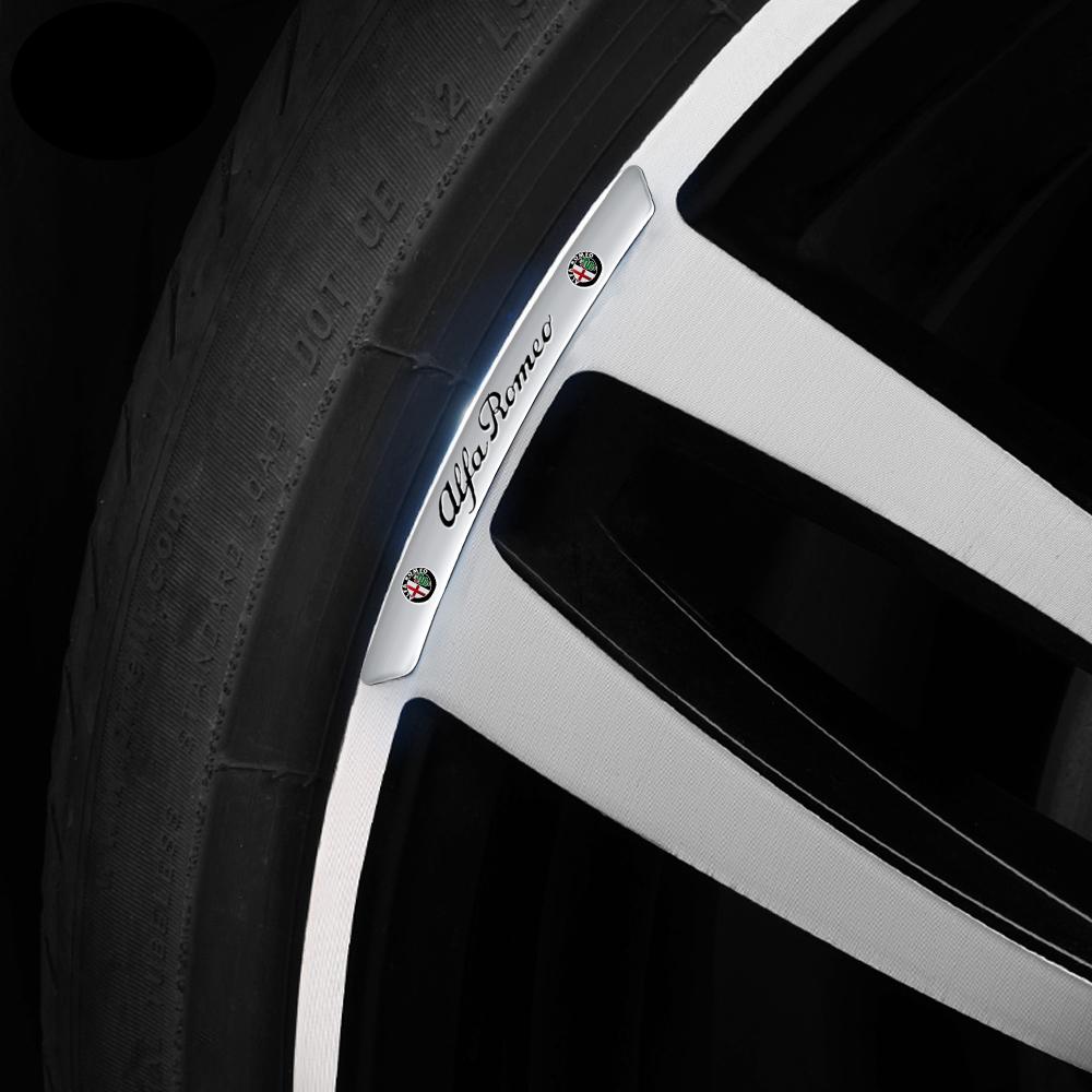 MVGJX1 4pcs 3D Aluminum Car Wheel Rim Stickers Emblem Decoration Decal For Alfa Romeo Giulia 159 Giulietta Mito 147 Stelvio Accessories