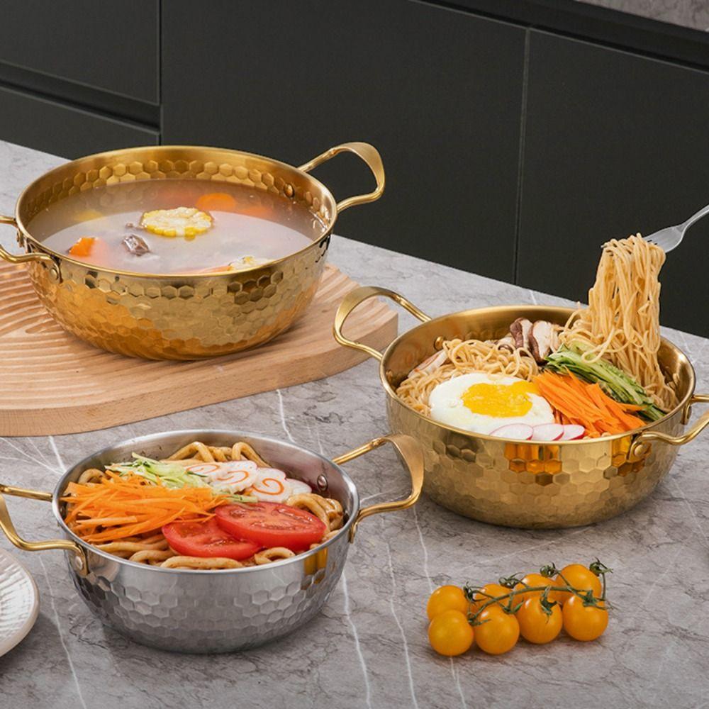 Корейская кастрюля для рамэн из нержавеющей стали с двойной ручкой, молочная кастрюля, посуда, кастрюля для супа, индукционная плита