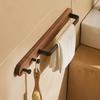 Walnut Wood Bathroom Towel Bar with Metal Rod, Wall Mounted Bath Towel Rack, Bathroom Hook Row Hook