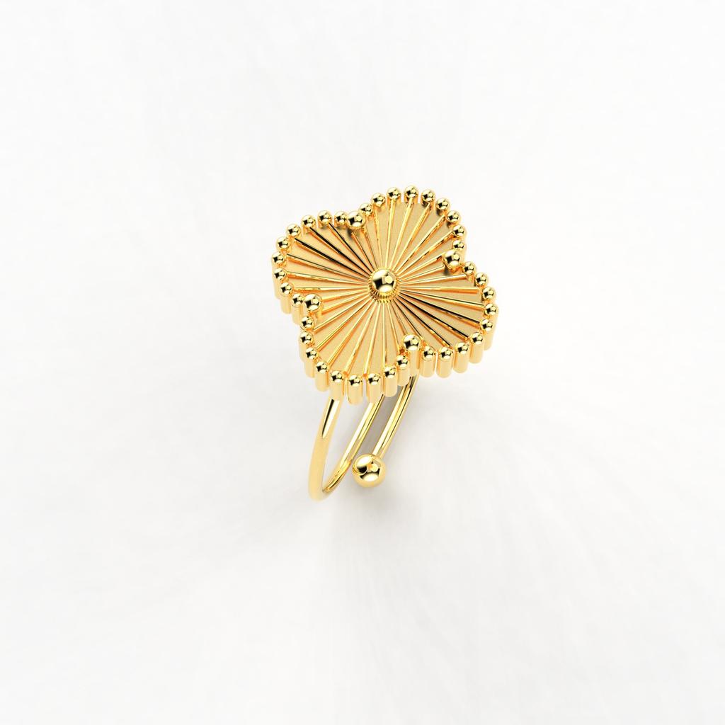 Petal Four-leaf Clover Titanium Steel Mother-of-pearl Ring Female Adjustable Finger Ring Niche Small Fresh Small Design Index Finger Ring