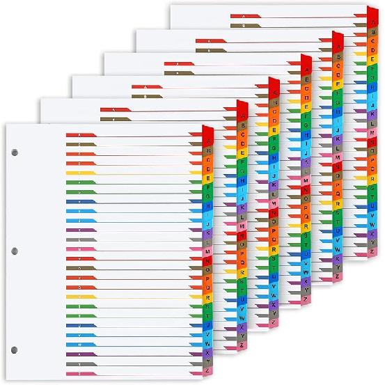 Alphabet Binder Dividers for 3 Ring Binder, COIDEA A-Z Dividers for 3 Ring Binder, Multicolor A-Z Binder Dividers with izable Table of Contents Page,