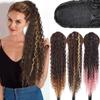 Synthetic Curly Ponytail 65CM Clip-In Hair Extension Long Ombre Wrap Around Fake Ponytail Black Curly Pony Tail