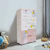 Bymaocar 5-слойные разноцветные ящики Мультяшный комод Органайзер для хранения Шкаф Пластиковый Отдельно стоящий 6 ящиков с замком и колесами