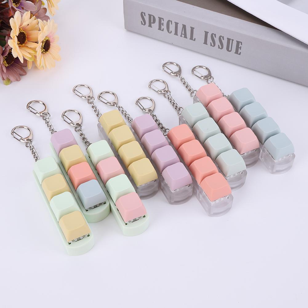Keyboard Caps Toy Press Stress Relief Fidget Button Key Caps Fidget Keychain Keyboard Keychain Toys Finger Keyboard Key Toy