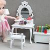 1:12 Dollhouse Miniature Wooden Makeup Dressing Table With Stool Dressing Cabinet Storage Cabinet Dolls Bedroom Bathroom Furniture Decor