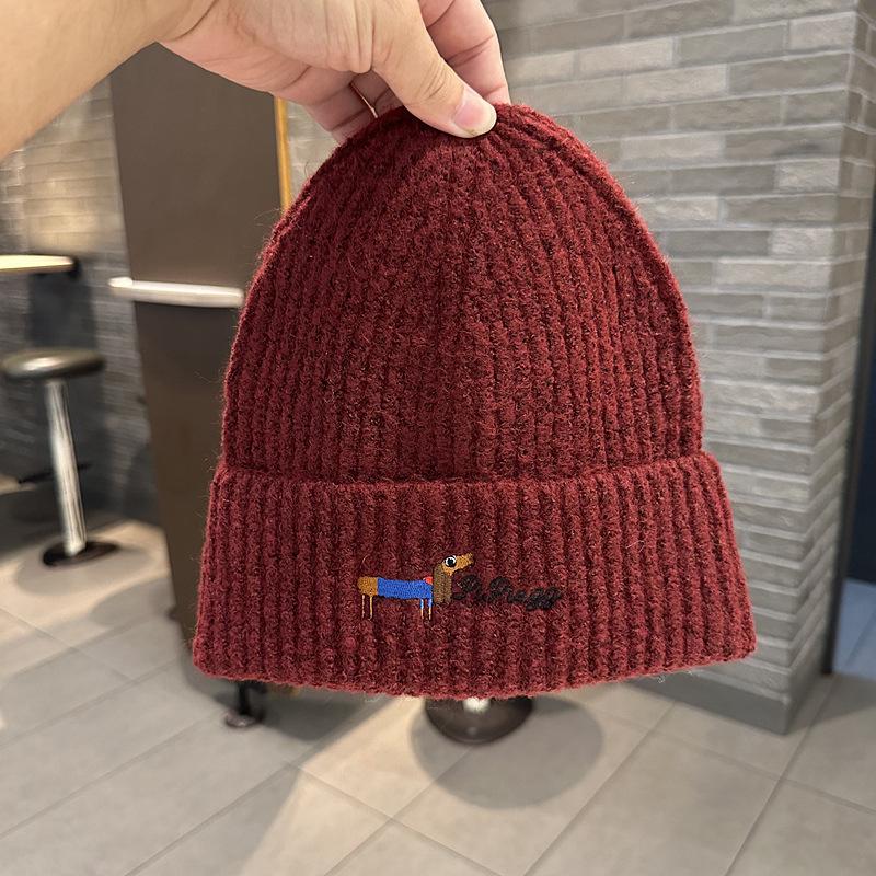 Autumn and Winter Hat Women's Fashion Knitted Wool Hat Cute Velvet Ear Protector Warm Cold Hat