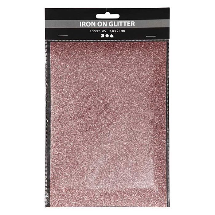 Papier thermocollant rose pailleté - 14,8 x 21 cm