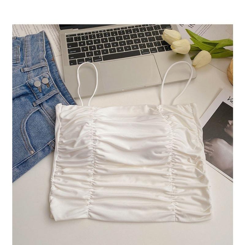 Spice Girl представляет майку-топ с подушечками для груди и халтер-дизайном для женщин, сочетающуюся со стройнящим и облегающим однотонным топом-бандо с грудью