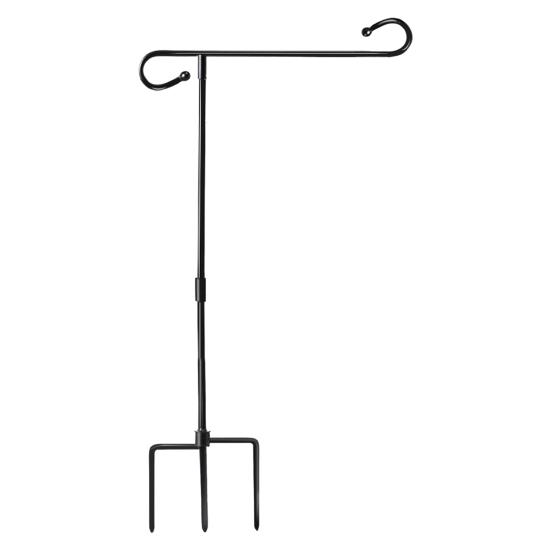 Подставка для садового флага с 5-зубчатым основанием Сверхпрочный погодоустойчивый металл Уличный двор Патио 12x18 дюймов Держатель для флагштока с пастушьим крюком