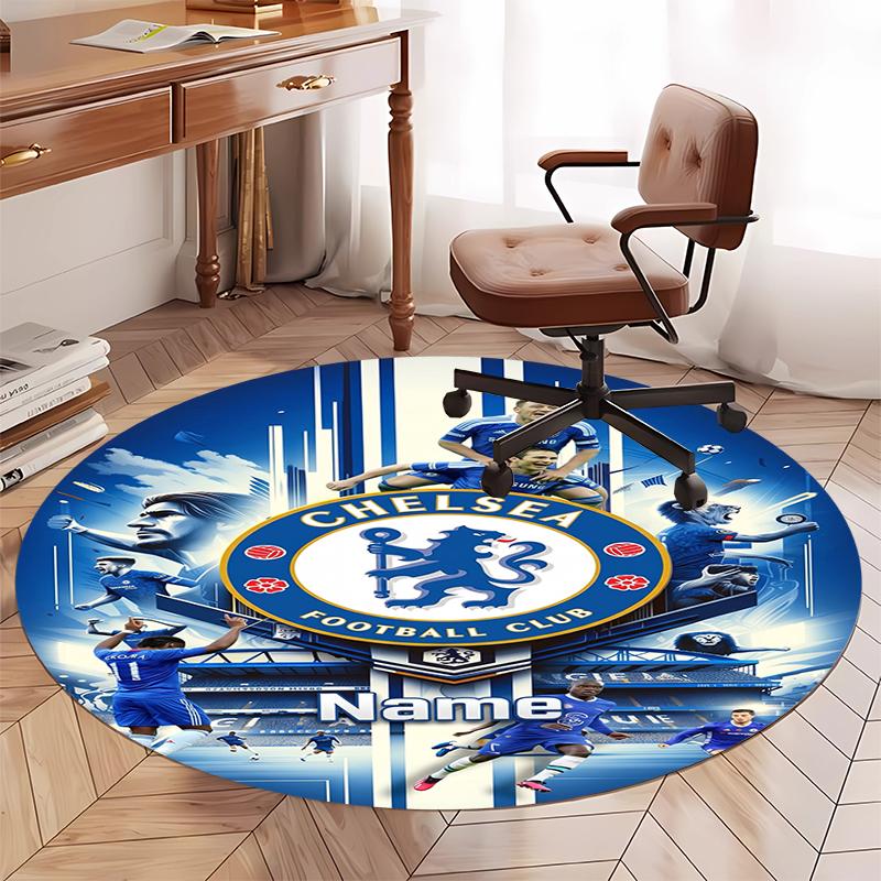 Custom Name Chelsea Football Club Printed Round Rug Carpet Chair Rug Area Rug Entryway Doormats,for Office Chair Living Room Bedroom Kitchen Room.