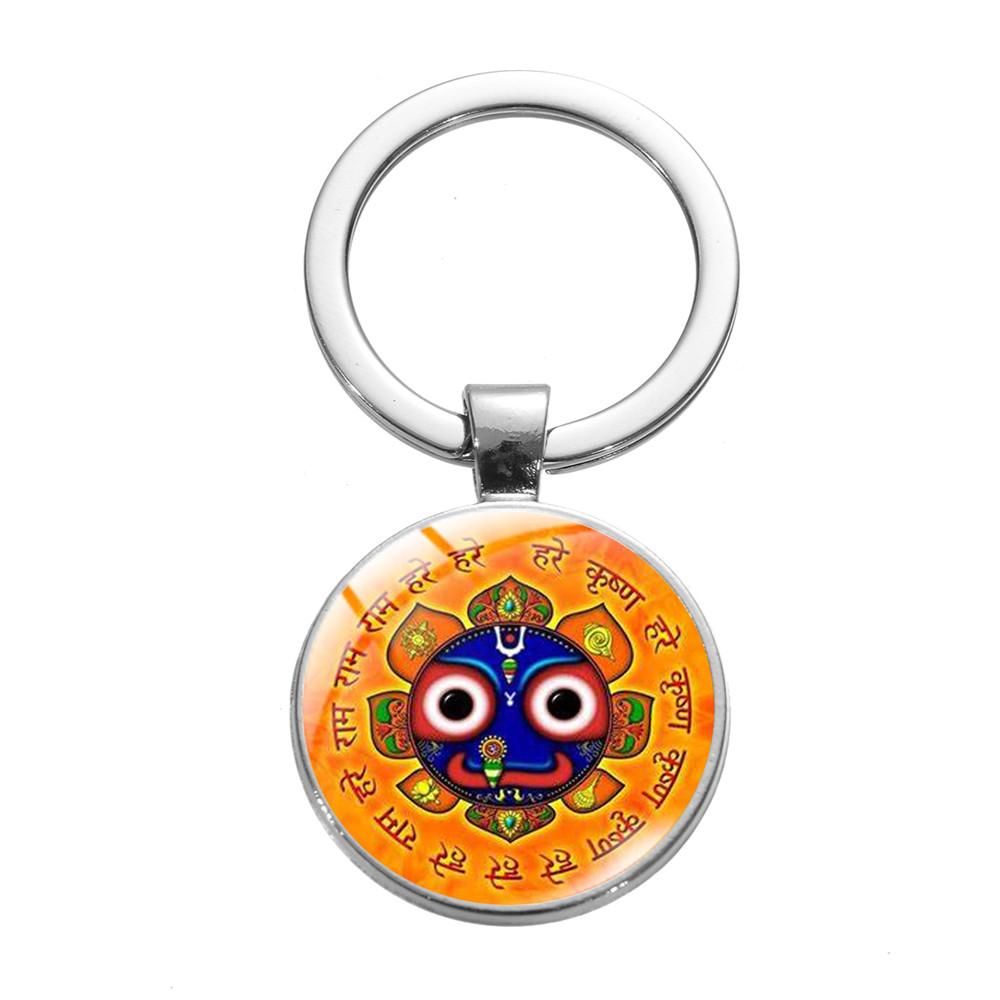 Брелок с изображением Джаганнатха Кришны, брелок с изображением мультфильма для женщин и мужчин, винтажный брелок с изображением лотоса, стекло, кабошон, религиозные украшения