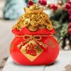 Resin Piggy Bank Money Bag Shape Figurine for Home Decorations 11x13cm