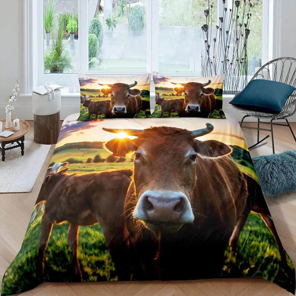 Пододеяльник Овцы Размер Кинг Квин Милый Постельный Комплект с Фермерскими Животными Для Детей Подростков Взрослых Белая Коза 2/3 шт. Пододеяльник Наволочка