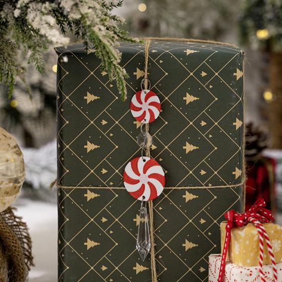 9 шт. Рождественские украшения из конфет, красные и белые круглые конфеты, подвесное украшение на Рождество