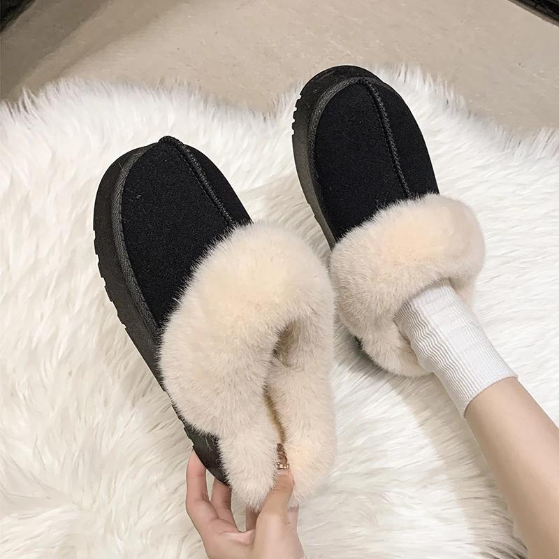 2024 Brand Women's Shoes Baotou Women's Slippers Fashion Short Plush Daily Slippers Women Winter Keep Warm Solid Flat Slippers